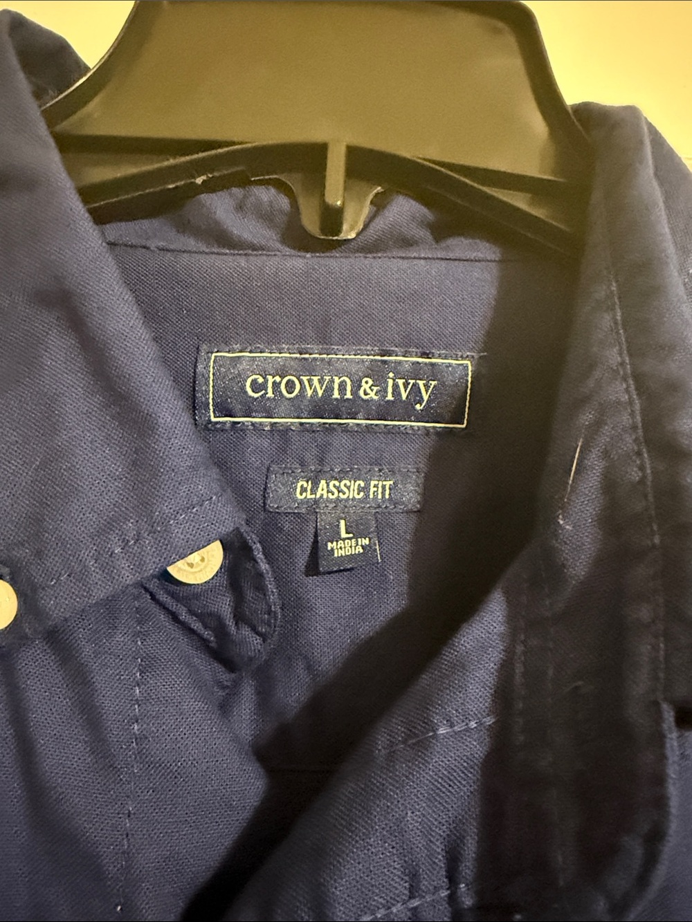 Crown & Ivy Men's Long-Sleeve Button-Down Shirt - Navy Blue Size L Classic Fit - Picture 3 of 3